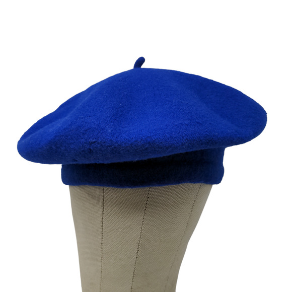 Beret Basque Women's Cap Hat Blue 100% Wool De Luna RN #58884 - Picture 1 of 8